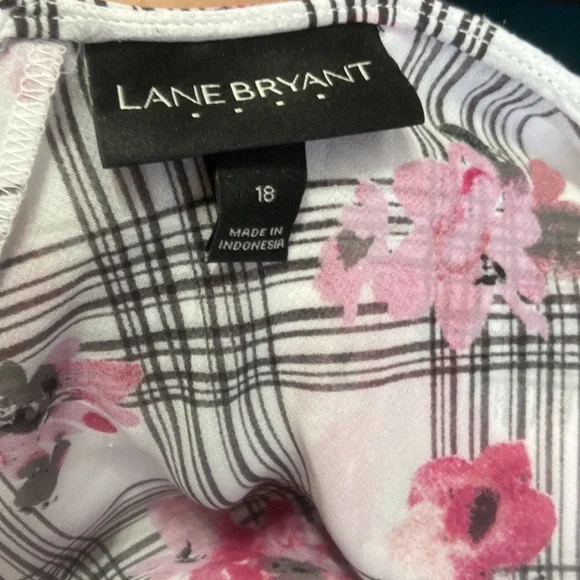 Lane Bryant Pink Floral Plaid Tank Top - Picture 4 of 4